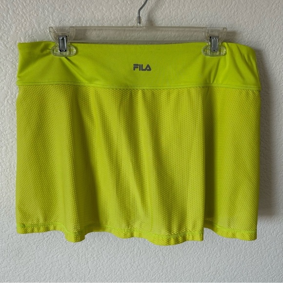 Fila Neon Green butterfly Athletic Golfing Skirt with Shorts - Picture 4 of 9